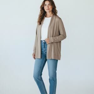 Pacas Pimalpaca Open Front Lounge Cardigan NWT Women's Sz M Taupe Weekend Chic